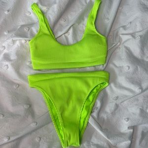 Neon green swimsuit